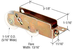 C.R. Laurence CRL 1-1/4&quot; Tandem Nylon Sliding Glass Door Roller with 11/16&quot; Wide Housing for Louisana-Pacific Doors - Package | D1915