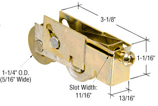 C.R. Laurence CRL 1-1/4&quot; Tandem Steel Ball Bearing Sliding Glass Door Roller with 13/16&quot; Wide Housing - Package | D1917
