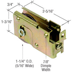 C.R. Laurence CRL 1-1/4&quot; Steel Ball Bearing Door Roller with 3/4&quot; Wide Housing for Lupton Doors - Package | D1918