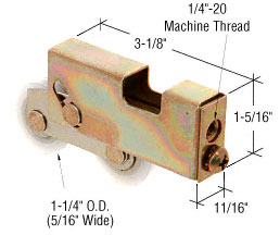 C.R. Laurence CRL 1-1/4&quot; Tandem Nylon Ball Bearing Sliding Glass Door Roller with 11/16&quot; Wide Housing - Package | D1920