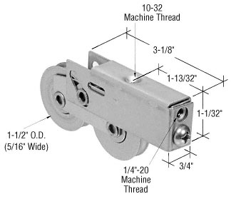 C.R. Laurence CRL 1-1/2&quot; Tandem Stainless Steel Sliding Glass Door Roller with 3/4&quot; Wide Housing - Package | D1922