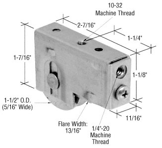 C.R. Laurence CRL 1-1/2&quot; Stainless Steel Sliding Glass Door Roller with 11/16&quot; Wide Housing - Package | D1948
