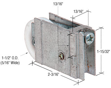 C.R. Laurence 1-1/2&quot; Nylon Sliding Glass Door Roller with 13/16&quot; Wide Extruded Adjustable Housing | D1961