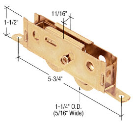 C.R. Laurence Sliding Glass Patio Door Roller,Tandem, Steel Ball Bearing, 1-1/4&quot; Diameter, 11/16&quot; Wide Housing | D1980