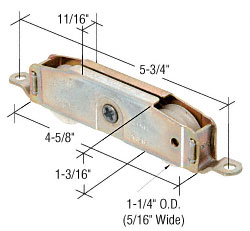 C.R. Laurence 1-1/4&quot; Tandem Nylon Sliding Glass Door Roller with 11/16&quot; Wide Housing - Package | D2000