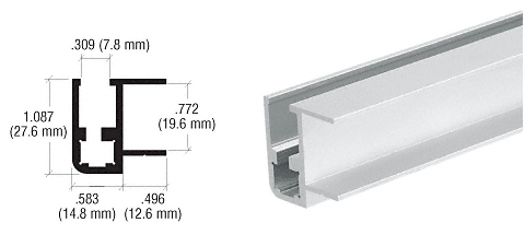 C.R. Laurence CRL Satin Anodized Front Base Rail Extrusion - 12 ft Long | D3008A