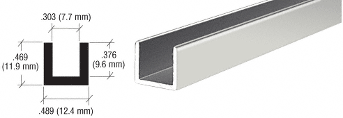 C.R. Laurence CRL Brite Anodized Aluminum Single Channel Extrusion - 12 ft Long | D3021BA