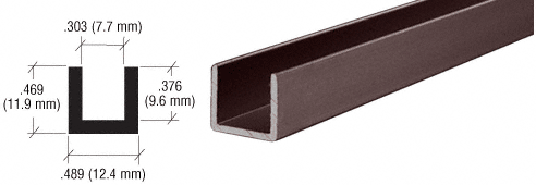 C.R. Laurence CRL Duranodic Bronze Aluminum Single Channel Extrusion - 12 ft Long | D3021DU