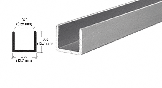 C.R. Laurence CRL Satin Anodized 3/8&quot; U-Channel - 1/2&quot; High - 12 ft Long | D321A