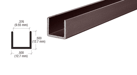 C.R. Laurence CRL Duranodic Bronze 3/8&quot; U-Channel - 1/2&quot; High - 12 ft Long | D321DU