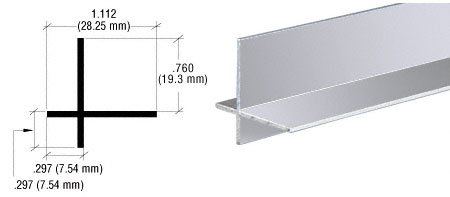 C.R. Laurence CRL Brite Anodized Aluminum Cross Corner Extrusion - 12 ft Long | D323BA