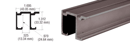 C.R. Laurence CRL Duranodic Bronze Double Overhead Track for Pass-Thru Windows - 12 ft Long | D4DU