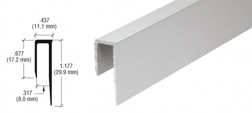 C.R. Laurence CRL Satin Anodized Aluminum Deep Nose 5/16&quot; &quot;J&quot; Channel - 12 ft Long | D58A