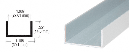 C.R. Laurence CRL Satin Anodized 1-1/16&quot; U-Channel - 12 ft Long | D600A