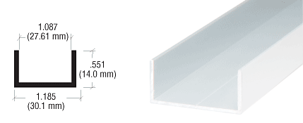 C.R. Laurence CRL Brite Anodized 1-1/16&quot; U-Channel - 12 ft Long | D600BA