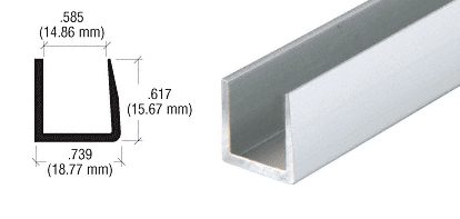 C.R. Laurence CRL Satin Anodized 9/16&quot; U-Channel - 12 ft Long | D621A