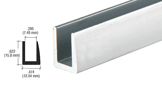 C.R. Laurence CRL Satin Anodized 1/4&quot; Single Channel With 5/8&quot; High Wall - 12 ft Long | D622A