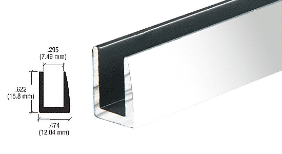 C.R. Laurence CRL Brite Anodized 1/4&quot; Single Channel With 5/8&quot; High Wall - 12 ft Long | D622BA