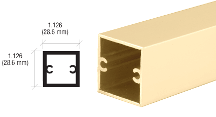 C.R. Laurence CRL 1-1/8&quot; Bright Gold Anodized Square Tubing for Partition Post - 12 ft. Long | D630BGA