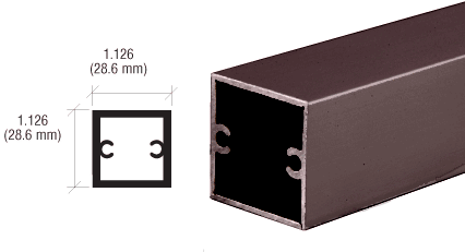C.R. Laurence CRL 1-1/8&quot; Duranodic Bronze Square Tubing for Partition Post - 12 ft. Long | D630DU