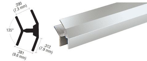 C.R. Laurence CRL Bright Anodized 135&amp;#176 Partition Post for Special Installations - 12 Ft Long | D634BA