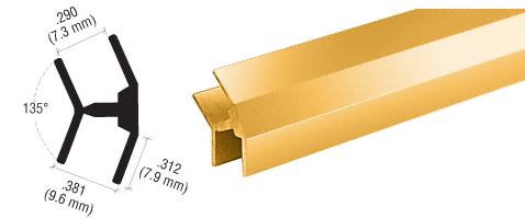 C.R. Laurence CRL Bright Gold Anodized 135&amp;#176 Partition Post for Special Installations - 12 Ft Long | D634BGA