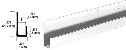 C.R. Laurence CRL Polished 1/4&quot; Standard Aluminum &quot;J&quot; Channel - 12 ft Long | D636P