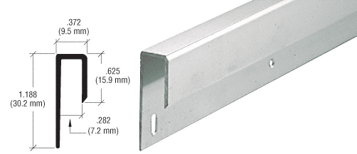 C.R. Laurence CRL Satin Anodized 1/4&quot; Deep Nose Aluminum &quot;J&quot; Channel - 12 ft long | D645A