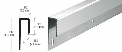 C.R. Laurence CRL Brite Anodized 1/4&quot; Deep Nose Aluminum &quot;J&quot; Channel - 12 ft long | D645BA