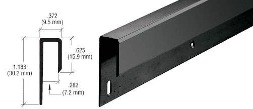C.R. Laurence CRL Black Electro-Static Paint 1/4&quot; Deep Nose Aluminum &quot;J&quot; Channel - 12 ft long | D645BL