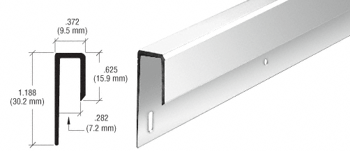 C.R. Laurence CRL Dipped Brite Anodized 1/4&quot; Deep Nose Aluminum &quot;J&quot; Channel - 12 ft long | D645DBA