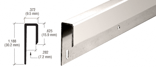 C.R. Laurence CRL Polished 1/4&quot; Deep Nose Aluminum &quot;J&quot; Channel - 12 ft long | D645P