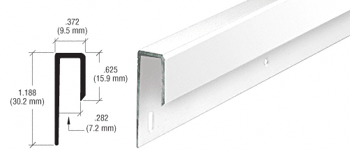 C.R. Laurence CRL White Electro-Static Paint 1/4&quot; Deep Nose Aluminum &quot;J&quot; Channel - 12 ft long | D645W