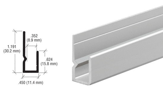 C.R. Laurence CRL Satin Anodized Deep Nose Heavy Indented Back Aluminum 1/4&quot; J-Channel - 12 Ft Long | D651A