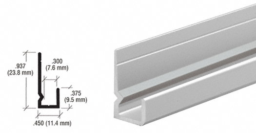 C.R. Laurence CRL Satin Anodized Standard Heavy Indented Back Aluminum 1/4&quot; &quot;J&quot; Channel - 12 ft Long | D657A