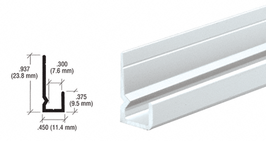 C.R. Laurence CRL Brite Anodized Standard Heavy Indented Back Aluminum 1/4&quot; &quot;J&quot; Channel - 12 ft Long | D657BA