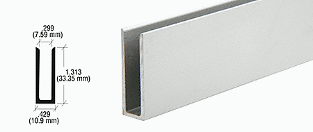 C.R. Laurence CRL Satin Anodized 1/4&quot; Aluminum U-Channel with 1-5/16&quot; High Wall - 12 ft Long | D673A