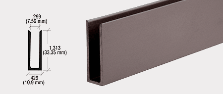 C.R. Laurence CRL Dark Bronze 1/4&quot; Aluminum U-Channel with 1-5/16&quot; High Wall - 12 ft Long | D673DU