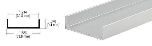 C.R. Laurence CRL Satin Anodized 1-3/16&quot; U-Channel - 12 ft Long | D7016A