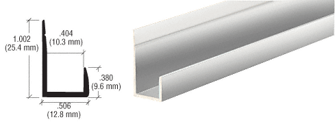 C.R. Laurence CRL Brite Anodized Standard Aluminum 3/8&quot; &quot;J&quot; Channel - 12 ft Long | D738BA