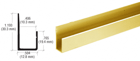 C.R. Laurence CRL Brite Gold Anodized Aluminum Deep Nose 3/8&quot; &quot;J&quot; Channel - 12 ft Long | D838BGA