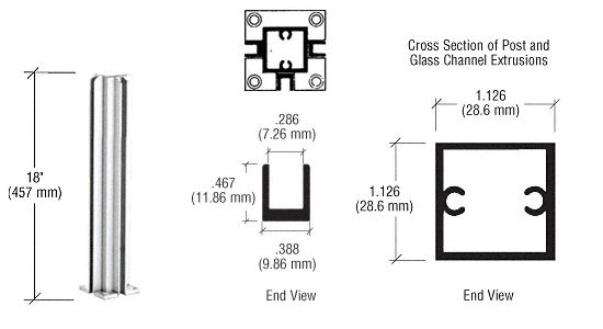 C.R. Laurence CRL Satin Anodized 18&quot; 3-Way Standard Partition Post | D990A183W