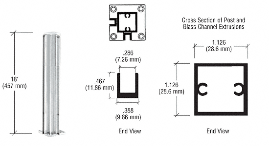 C.R. Laurence CRL Satin Anodized 18&quot; Corner Standard Partition Post | D990A18CR