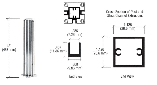 C.R. Laurence CRL Bright Anodized 18&quot; 3-Way Standard Partition Post | D990BA183W