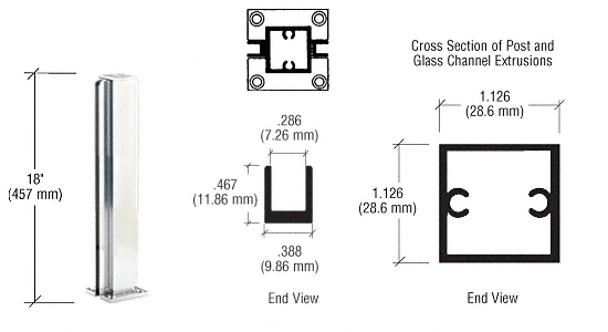 C.R. Laurence CRL Bright Anodized 18&quot; Center Standard Partition Post | D990BA18C