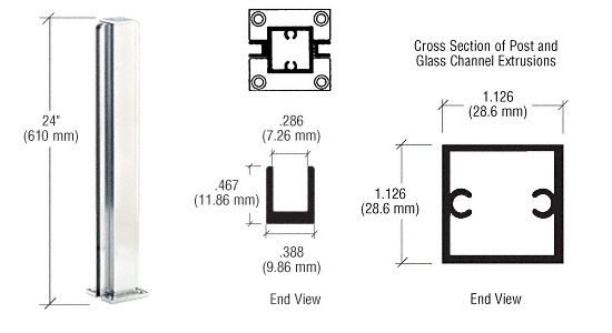 C.R. Laurence CRL Bright Anodized 24&quot; Center Standard Partition Posts | D990BA24C