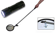Convex Inspection Mirror with Flashlight, 8&quot; Face and 35&quot; Handle | DM8LC