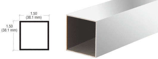 C.R. Laurence CRL Brite Anodized 1-1/2&quot; Square Aluminum Tubing - 12 ft Long | DV3425BA
