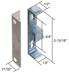 Strybuc Industries CRL Lock Keeper, 1-3/4&quot; Screw Holes, 1/2&quot; Wide, Aluminum | E2046