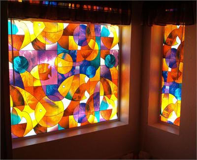 Fish Stained Glass Privacy Window Film 36&quot; Wide x 15 ft. Roll | REM0500736015